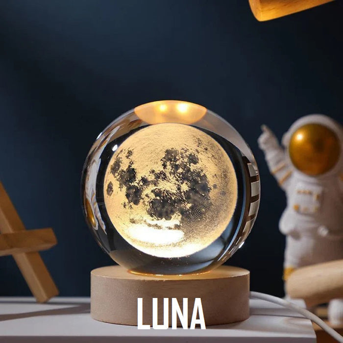 Lampara Calmante Esfera Mistica de Cristal Premium Cosmica