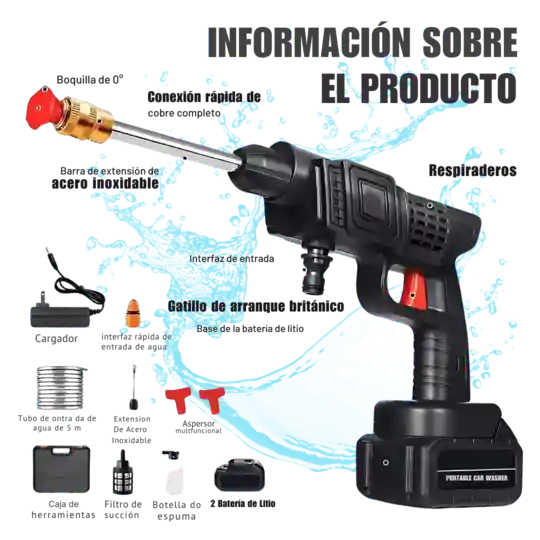 Hidrolavadora Portatil Potenciada de 2 Baterias HIDROPOWER 2024
